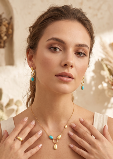 Turquoise Orbit Pendant Set