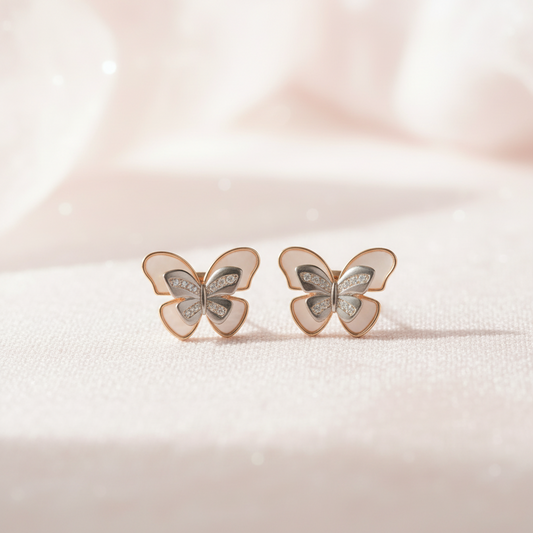 Mother of Pearl Butterfly Stud Earrings