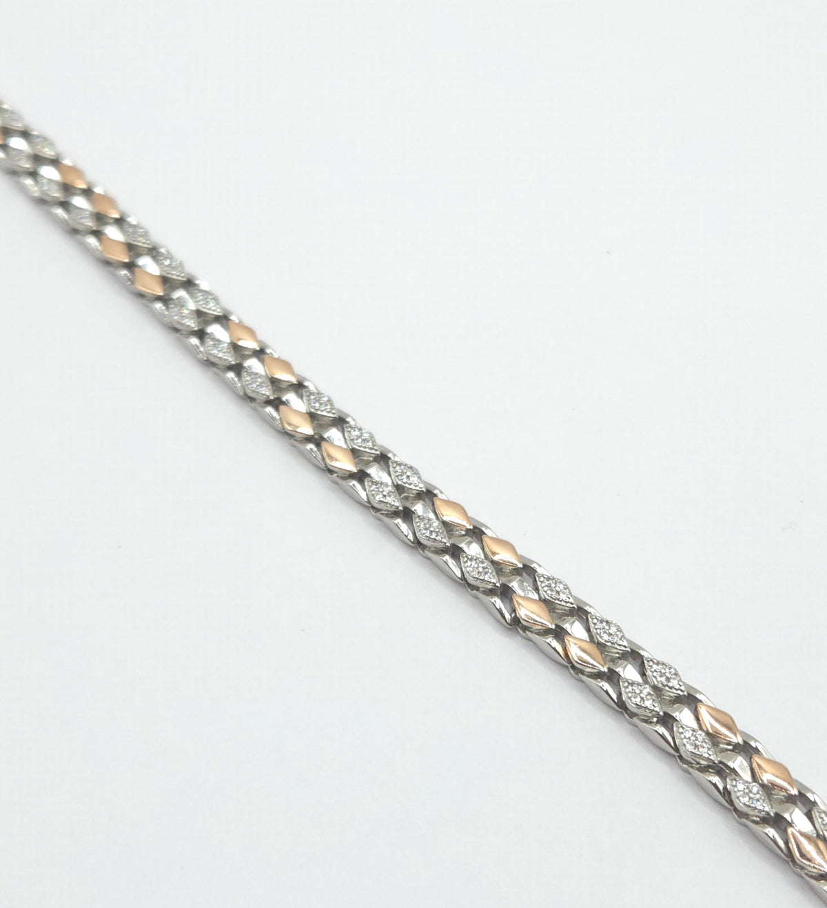 Men's Dual-Tone Diamond-Shape Link Bracelet