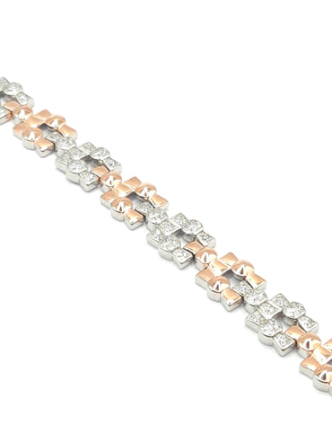 Men's Dual-Tone Geometric Studded Link Bracelet