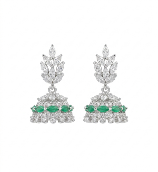 Green Jhumki Earrings