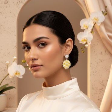 Orbit Drop Pearl Earrings