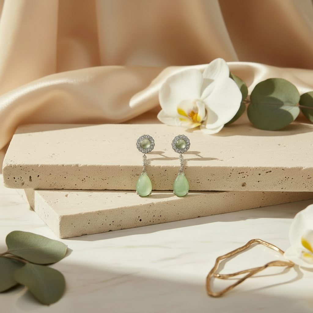 Mint Cascade Drop Earrings