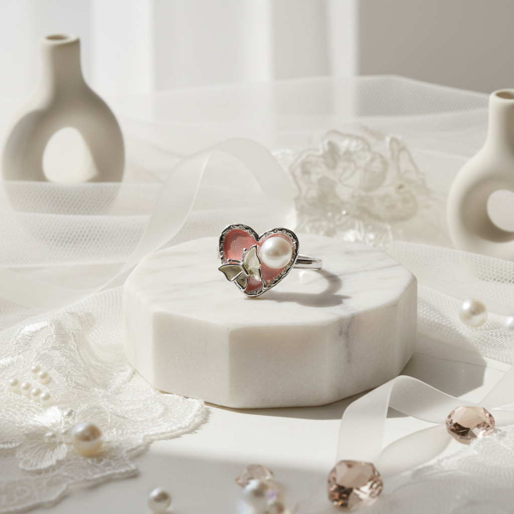 Mariposa Heart Pearl Ring
