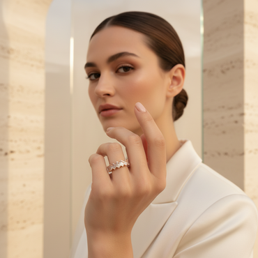 Shimmering Chevron Eternity Ring