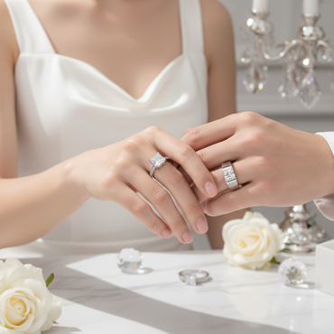 The Princess-Cut Couple's Ring Set
