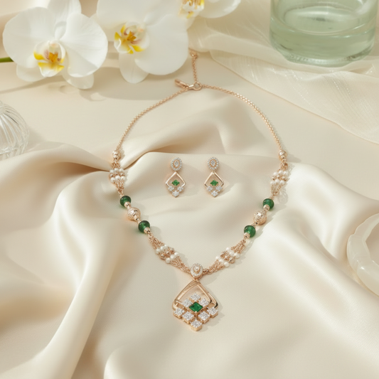 Emerald Royale Pendant Necklace Set