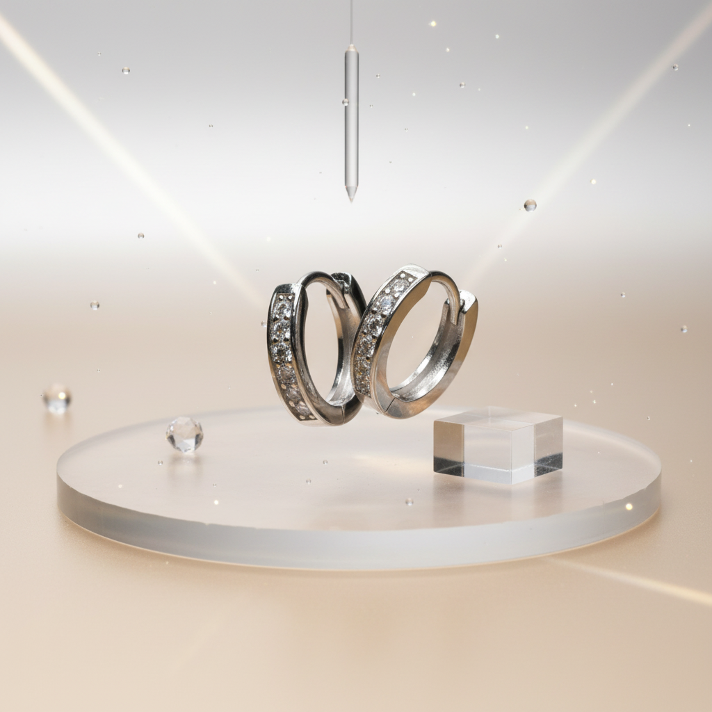 Pavé Channel Huggie Hoops