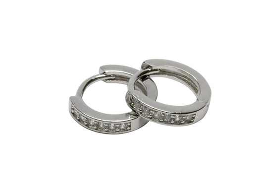 Celeste Sparkle Silver Hoop Earrings