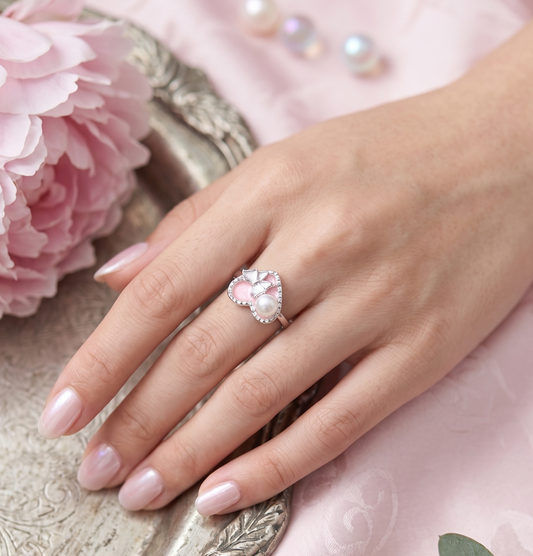 Mariposa Heart Pearl Ring