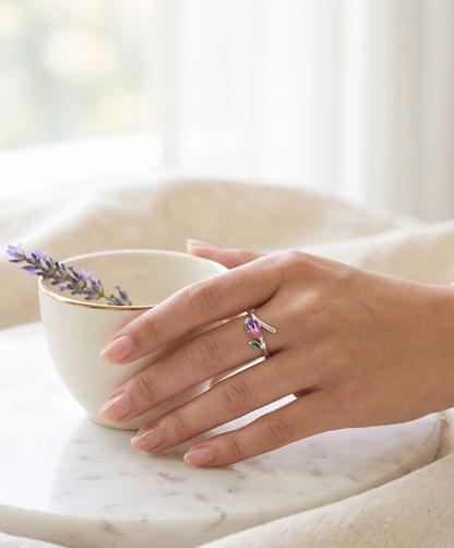 The Violet Bloom Branch Ring
