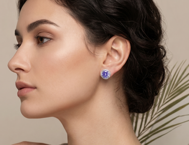 Lavender Halo Stud Earrings