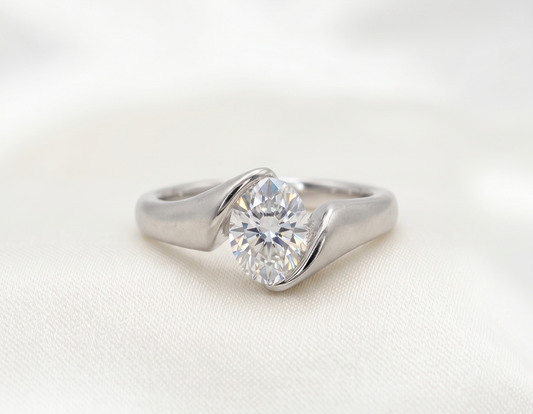 Modern Oval Bypass Solitaire Ring