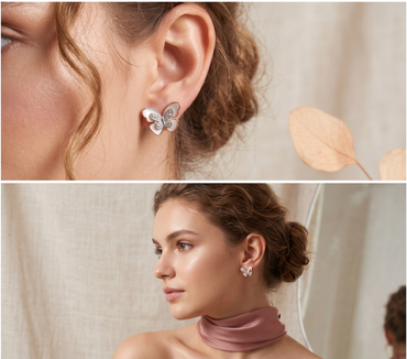 Mother of Pearl Butterfly Stud Earrings