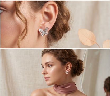 Mother of Pearl Butterfly Stud Earrings