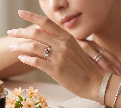 Perched Sparrow Silver Ring