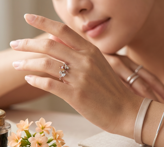 Perched Sparrow Silver Ring