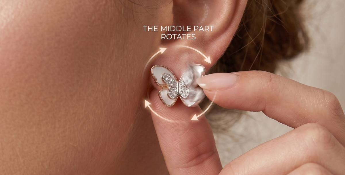 Mother of Pearl Butterfly Stud Earrings