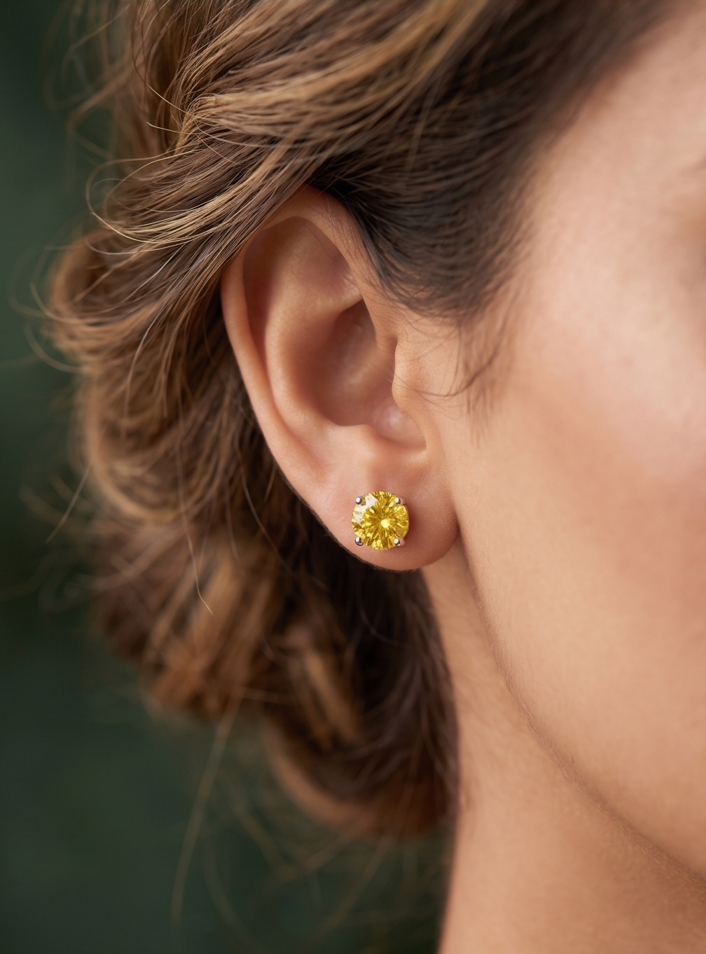 Sunburst Yellow Crystal Stud Earrings