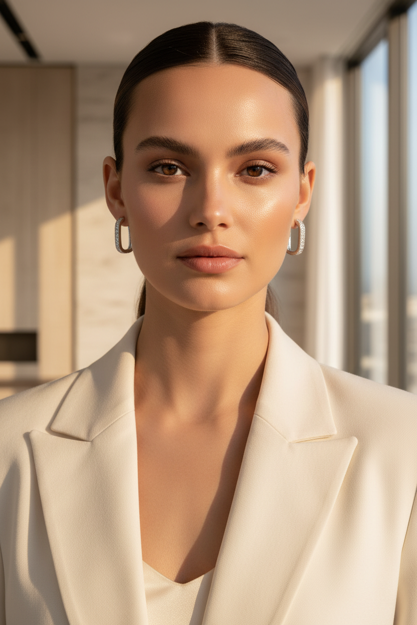 Pavé Square Huggie Hoops