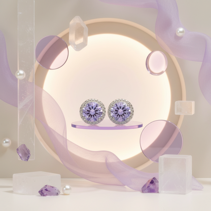 Lavender Halo Stud Earrings