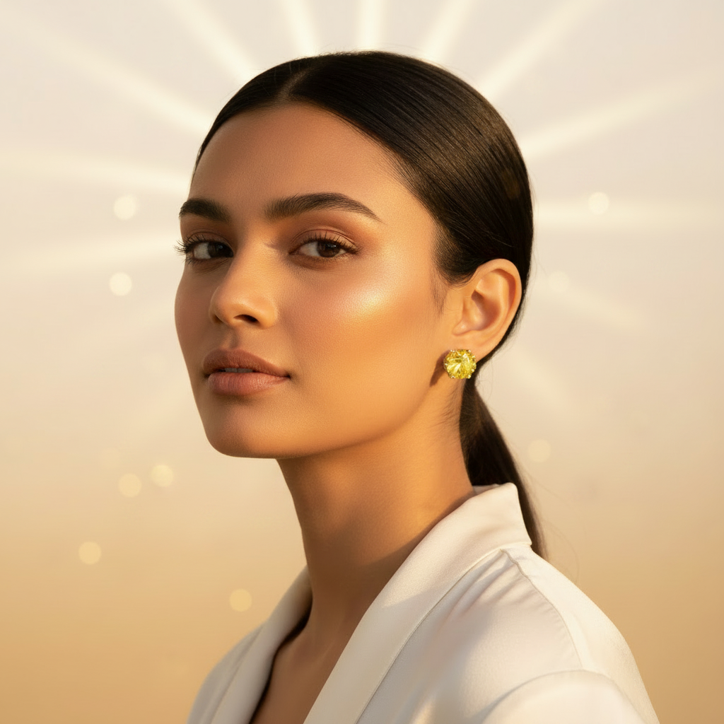 Sunburst Yellow Crystal Stud Earrings