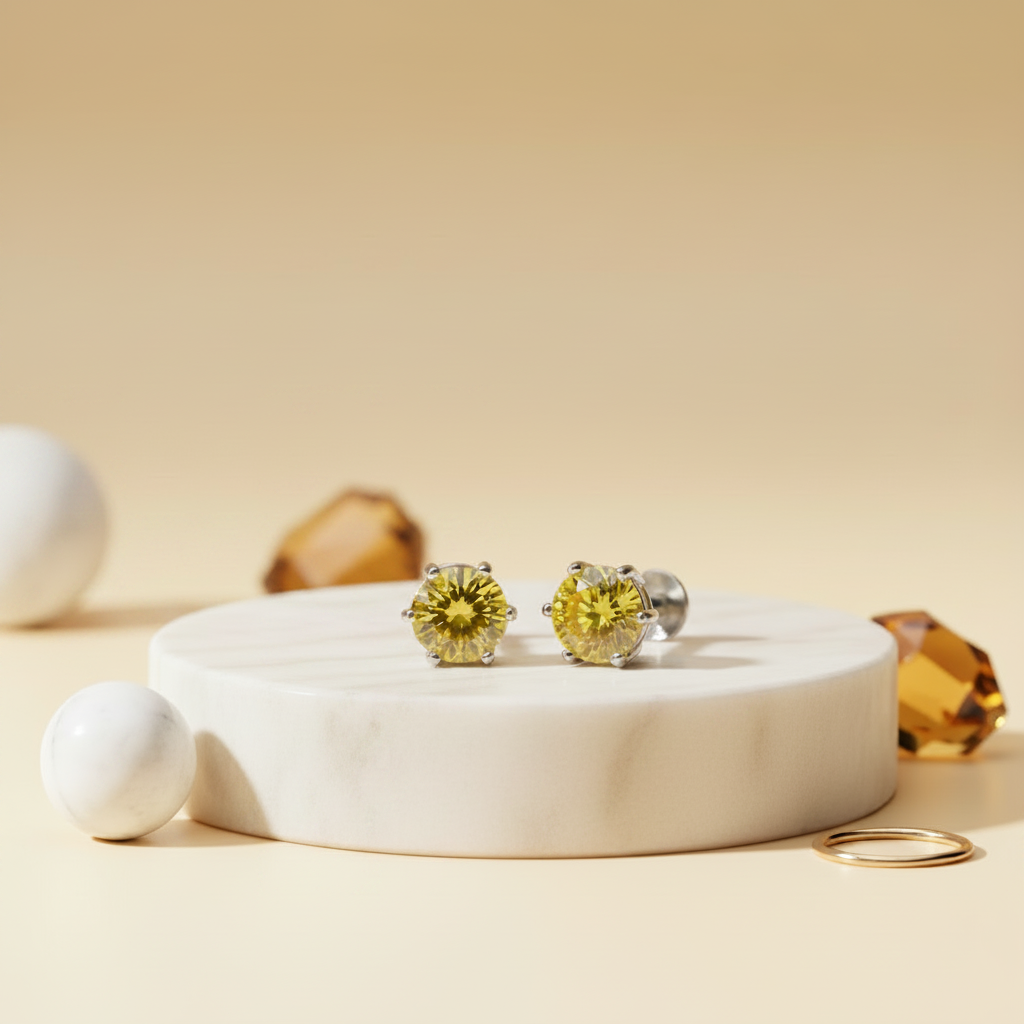 Sunburst Yellow Crystal Stud Earrings