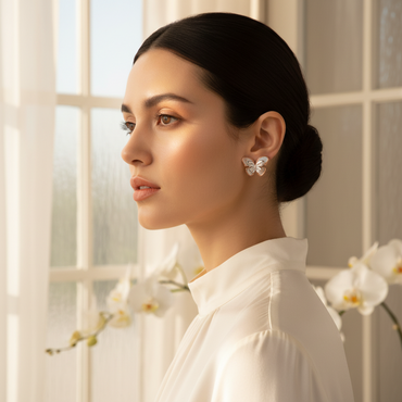 Mother of Pearl Butterfly Stud Earrings