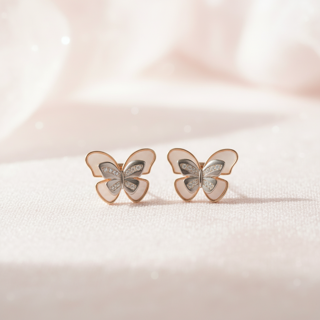 Mother of Pearl Butterfly Stud Earrings