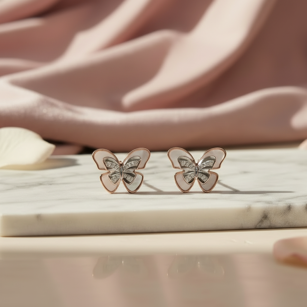 Mother of Pearl Butterfly Stud Earrings