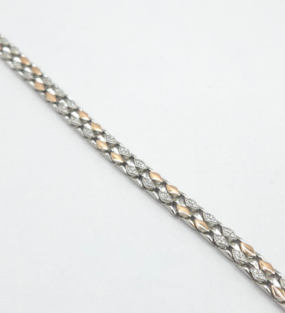 Men's Dual-Tone Diamond-Shape Link Bracelet