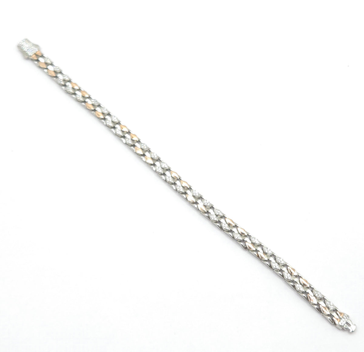 Men's Dual-Tone Diamond-Shape Link Bracelet