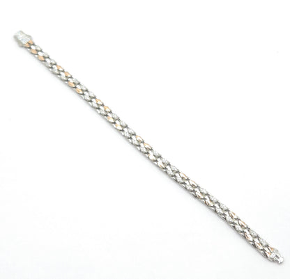 Men's Dual-Tone Diamond-Shape Link Bracelet