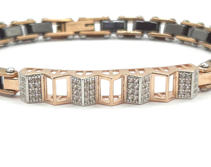Men's Black Ceramic & Rose Gold Architectural Link Bracelet