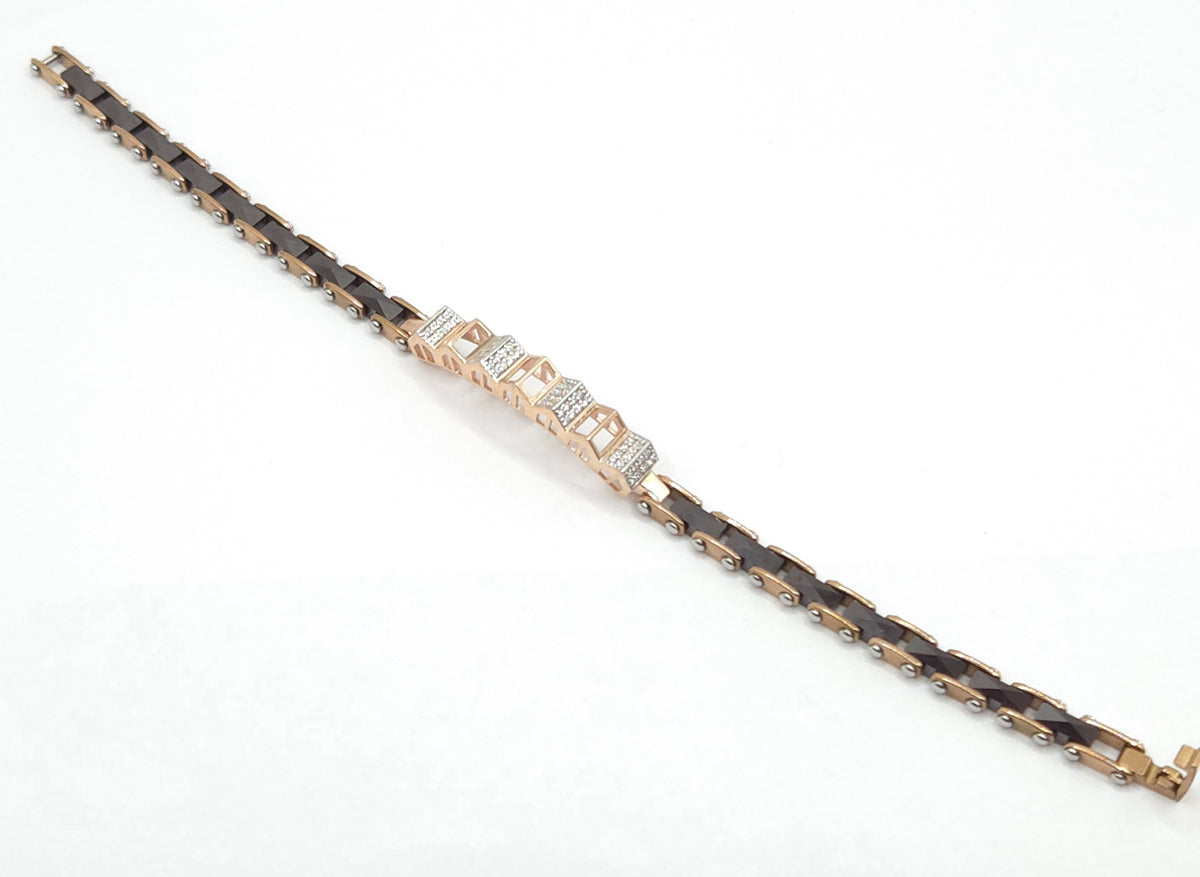 Men's Black Ceramic & Rose Gold Architectural Link Bracelet