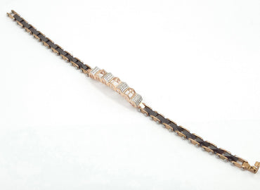 Men's Black Ceramic & Rose Gold Architectural Link Bracelet