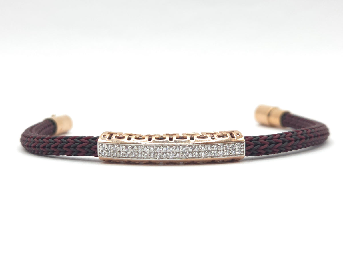 Men's Greek Key Pavé Braided Cord Bracelet