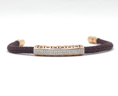 Men's Greek Key Pavé Braided Cord Bracelet