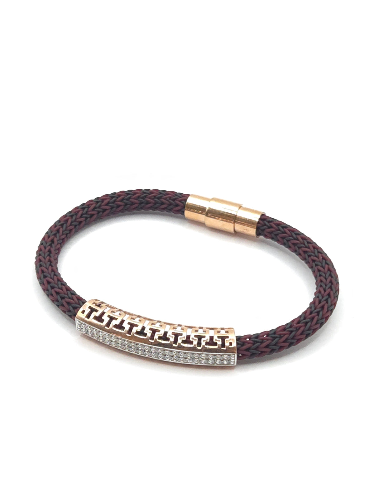 Men's Greek Key Pavé Braided Cord Bracelet