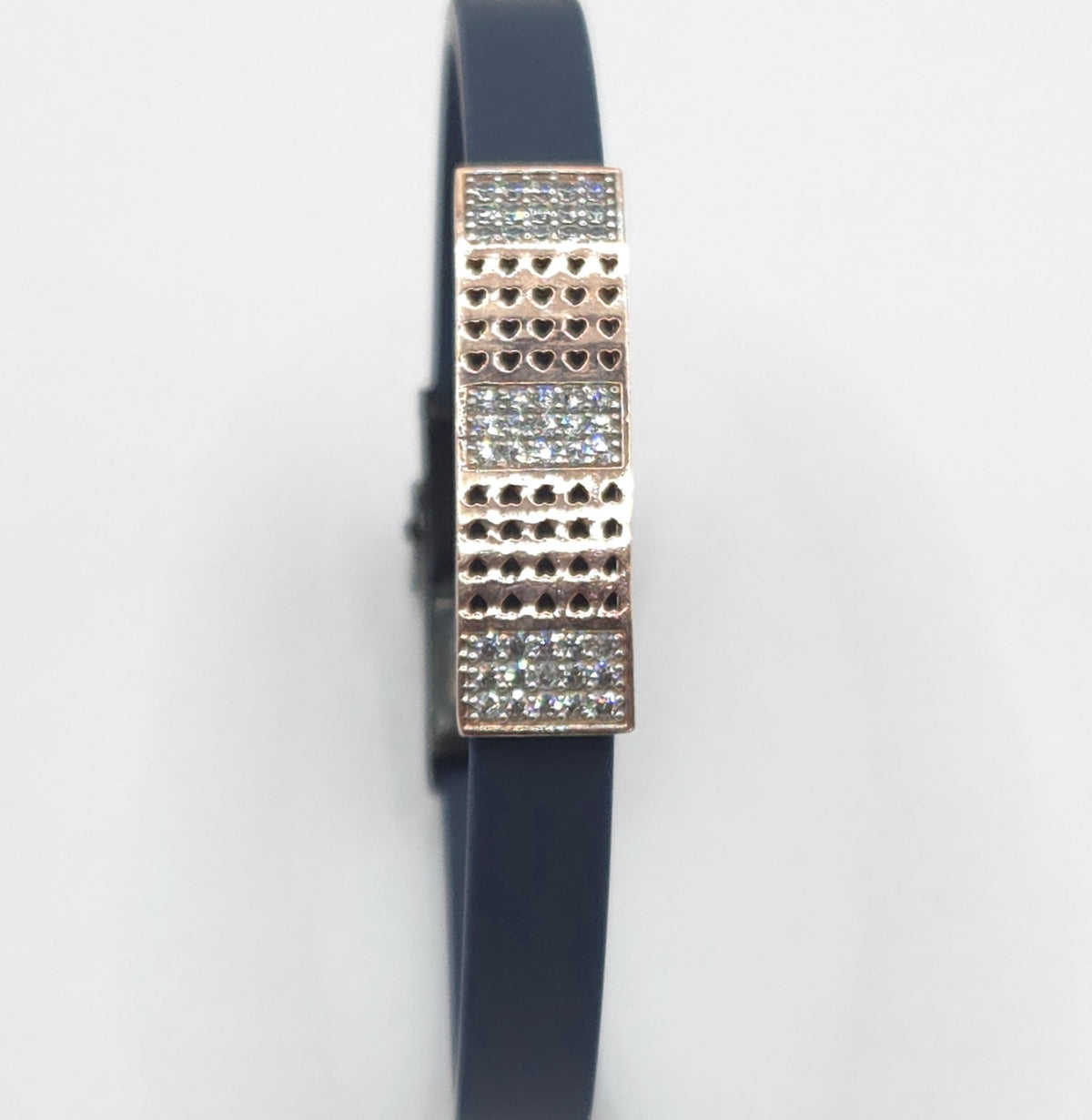 Men's Striped Pavé Silicone & Silver Bracelet