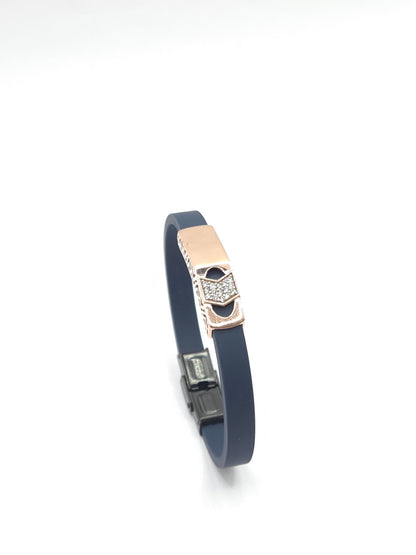 Men's Belt Buckle Silicone & Silver Bracelet