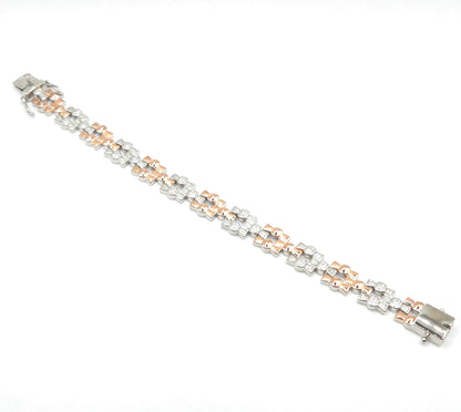 Men's Dual-Tone Geometric Studded Link Bracelet
