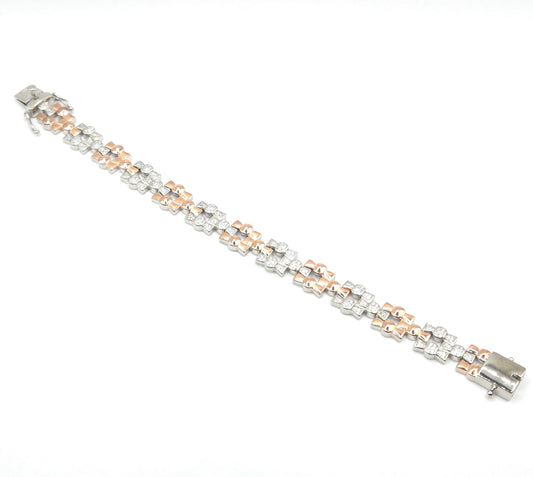 Men's Dual-Tone Geometric Studded Link Bracelet