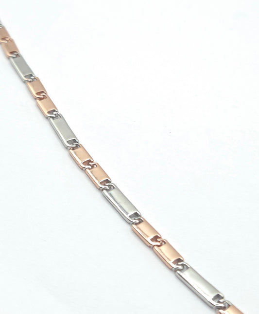 Men's Dual-Tone Bar Link Chain