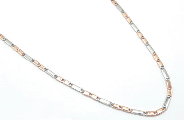 Men's Dual-Tone Bar Link Chain