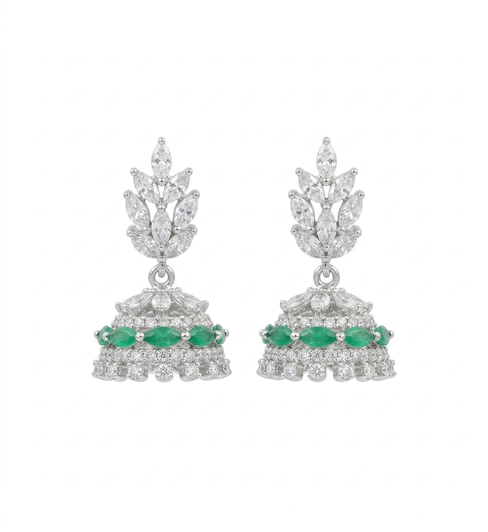 Green Jhumki Earrings