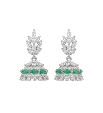 Green Jhumki Earrings
