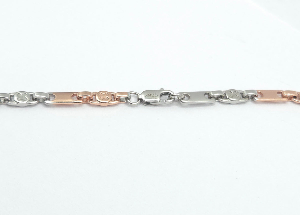 Men's Dual-Tone Bar & Motif Link Chain