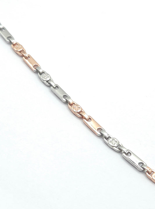 Men's Dual-Tone Bar & Motif Link Chain