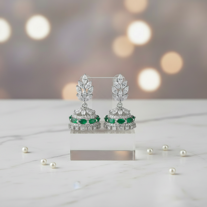 Green Jhumki Earrings